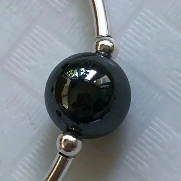 Handmade Blessing Bracelet Stretch 925 Sterling Silver Hematite New NWT - Picture 2 of 4